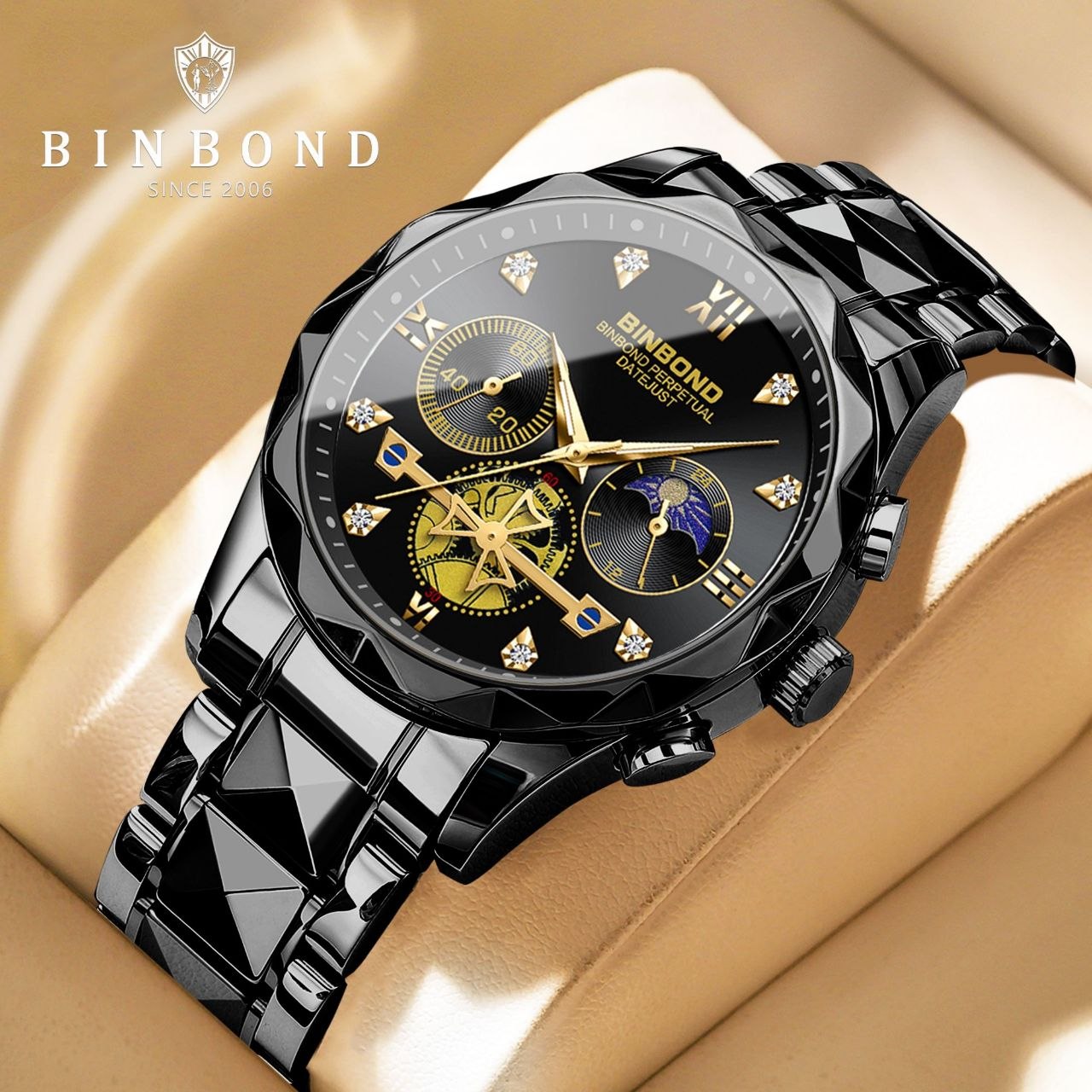 ساعت مردانه بین باند binbond کرنوگراف با مون استار
