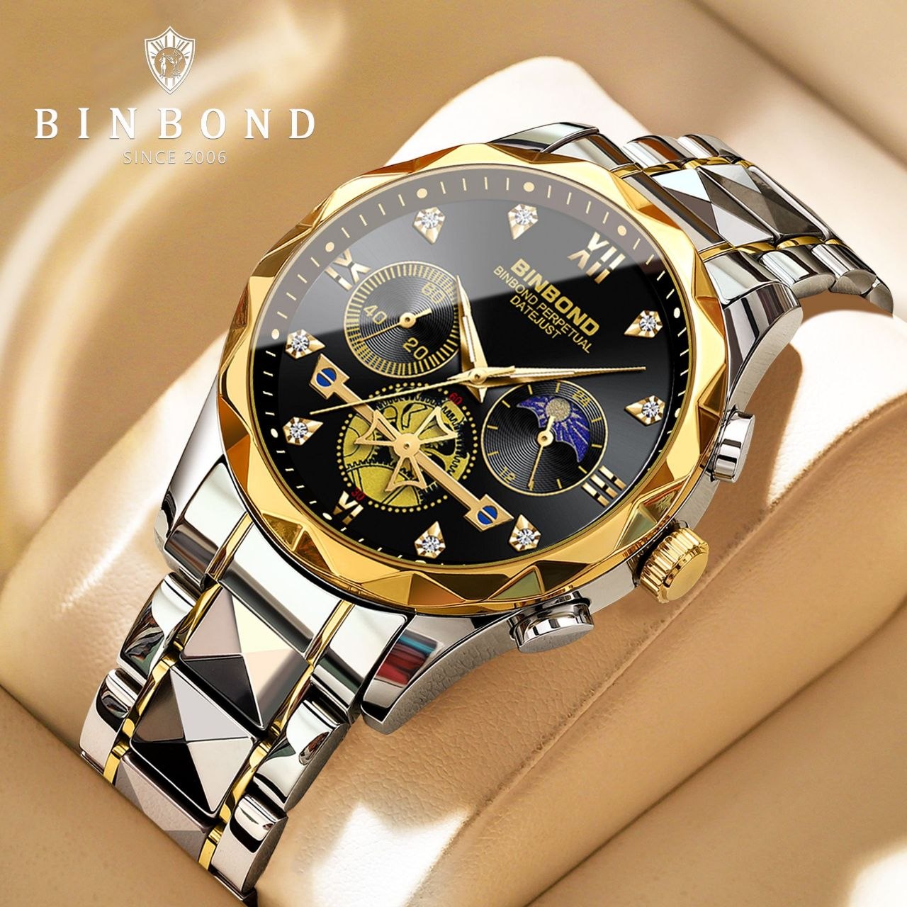 ساعت مردانه بین باند binbond کرنوگراف با مون استار