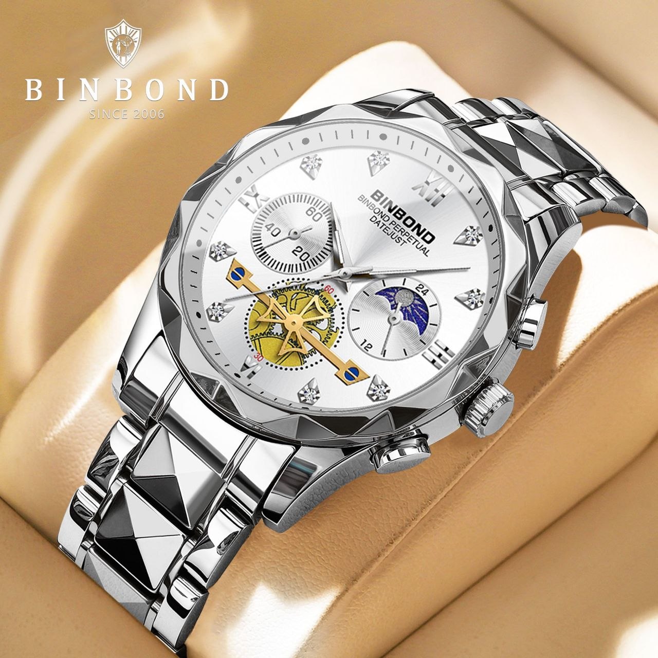 ساعت مردانه بین باند binbond کرنوگراف با مون استار
