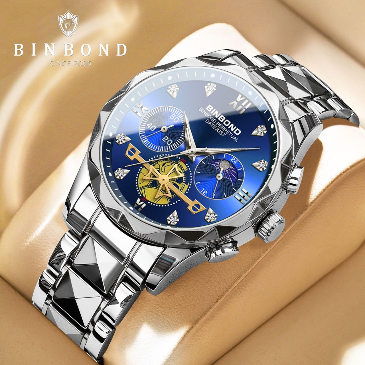 ساعت مردانه بین باند binbond کرنوگراف با مون استار