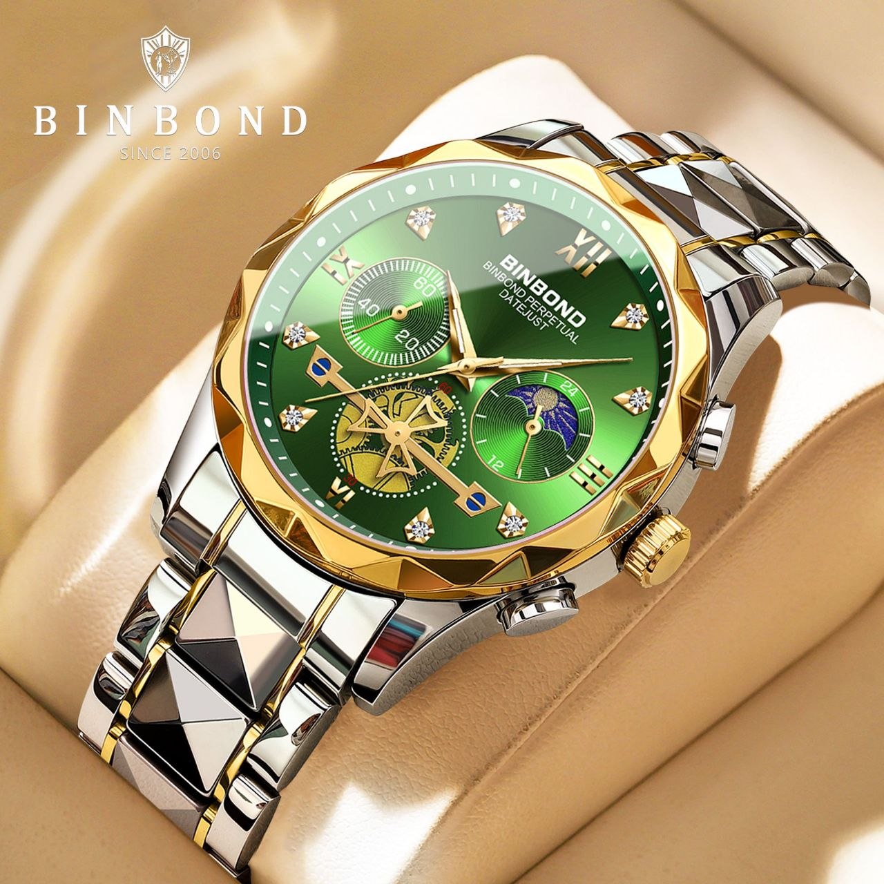 ساعت مردانه بین باند binbond کرنوگراف با مون استار